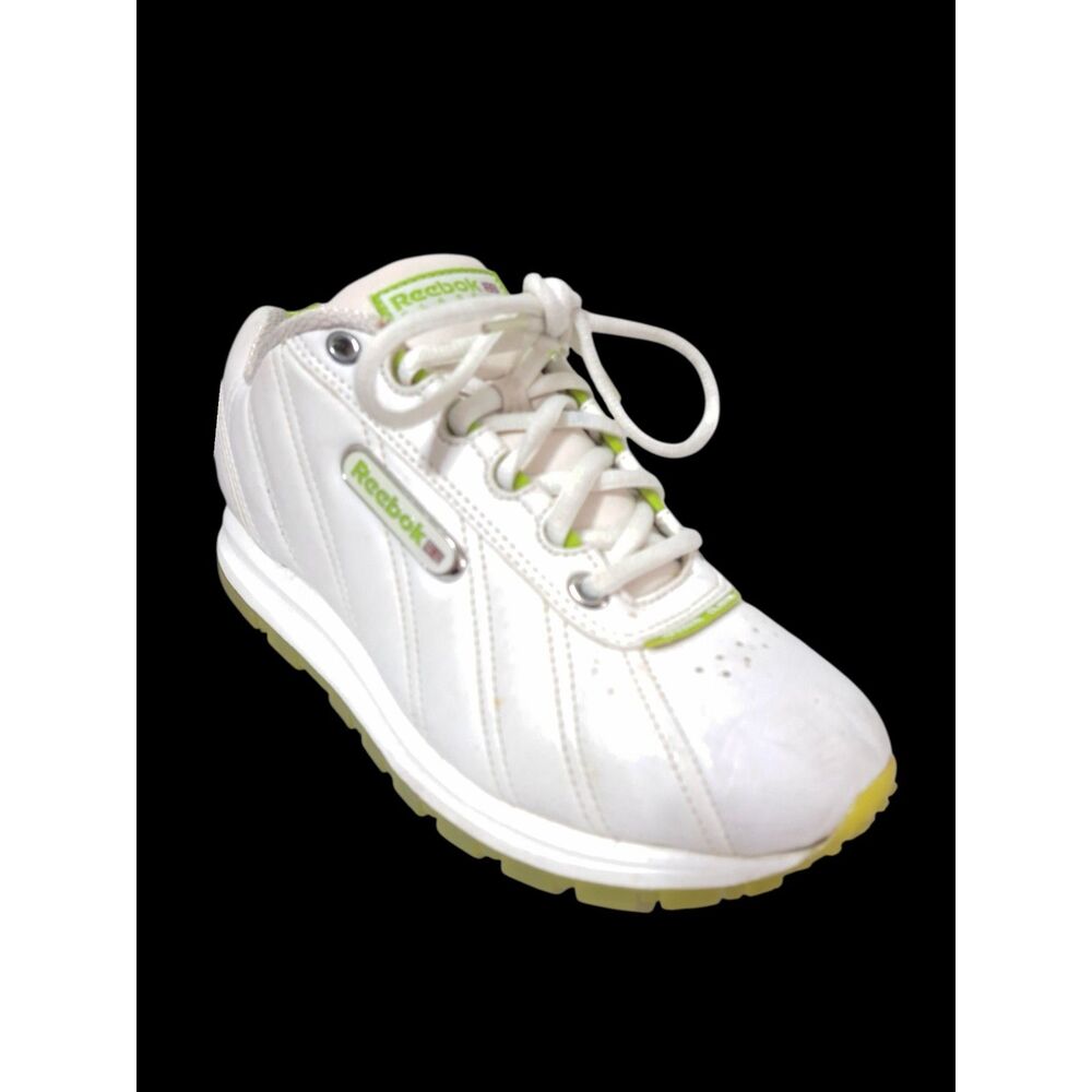 Reebok Women's White Classic Vintage Green Sole Running Sneakers Shoes Sz 7.5